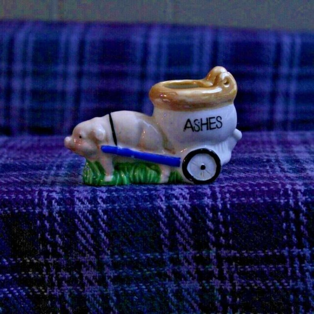 Vintage Japan Lusterware Pig Ceramic Ashtray